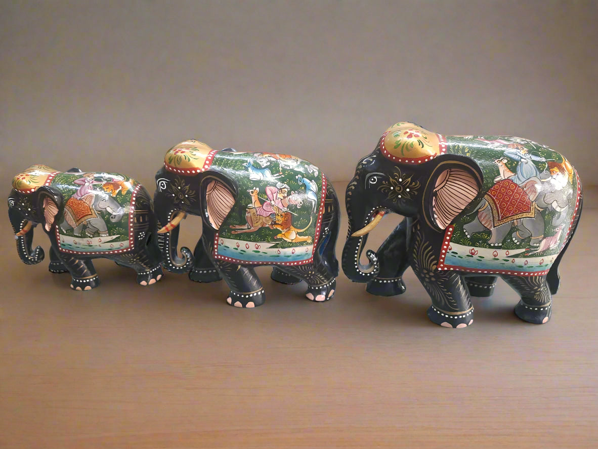 Wooden  Elephant Set of 3 artefact